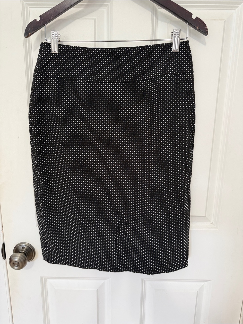 Soho Apparel Black Pencil Skirt with White Polka Dot Print size small